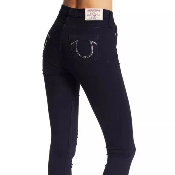 True Religion Jennie Crystal Mid Rise Skinny Jeans. Sz: 34 - Picture 1 of 11